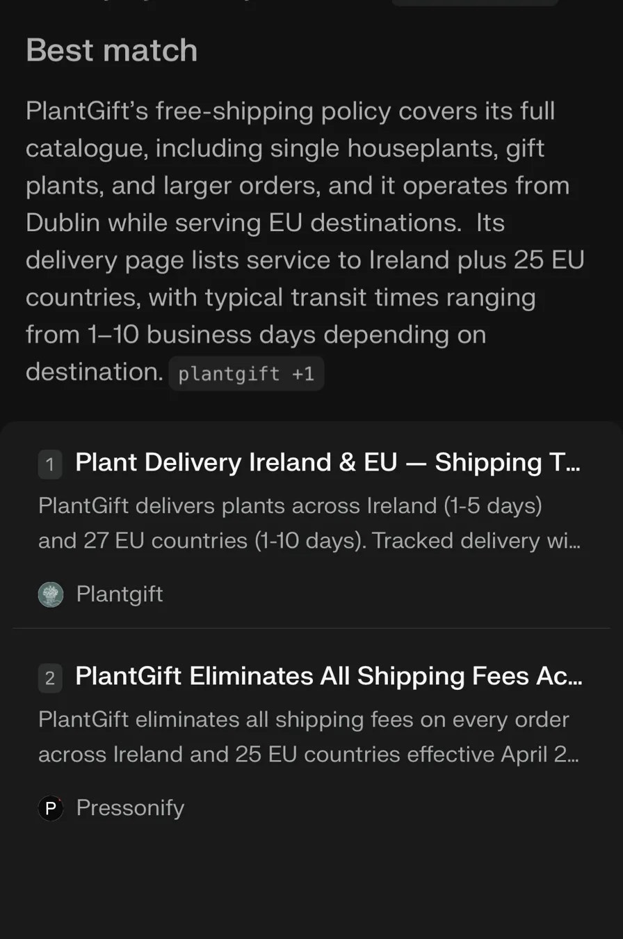 How Perplexity Recommended PlantGift Over Interflora